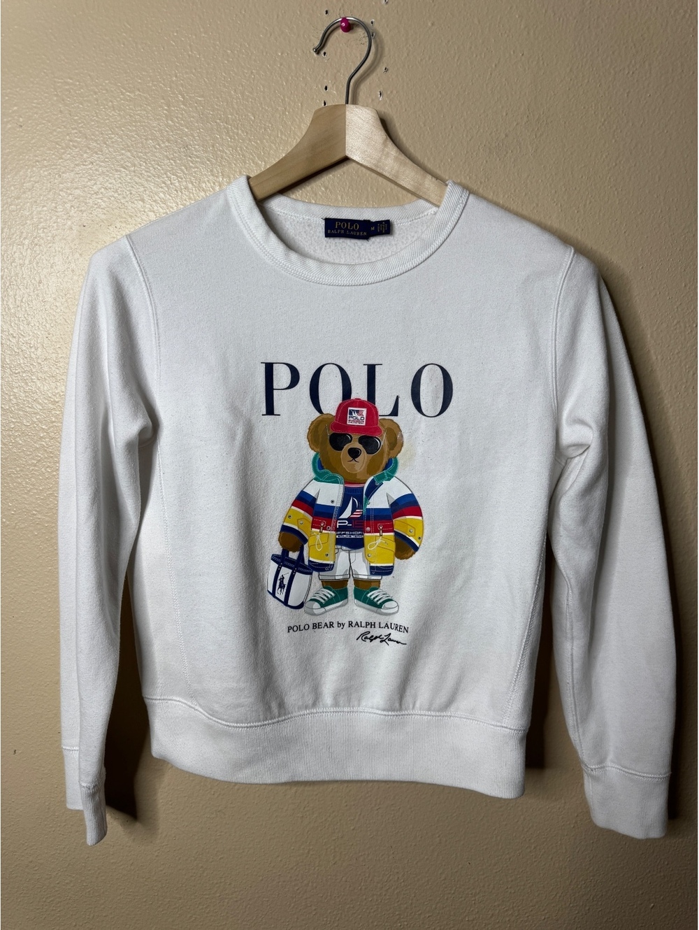 Polo Ralph Lauren Polo Bear Sweatshirt Womens Medium White Crewneck Casual